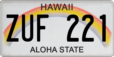 HI license plate ZUF221