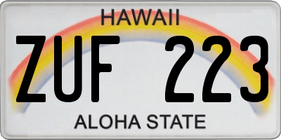 HI license plate ZUF223