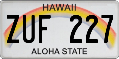 HI license plate ZUF227