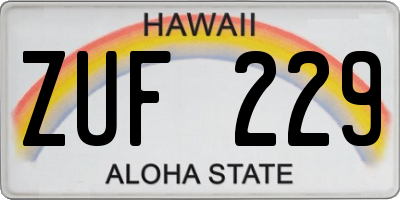 HI license plate ZUF229