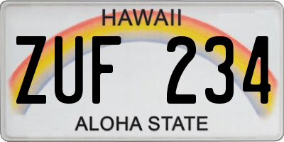 HI license plate ZUF234