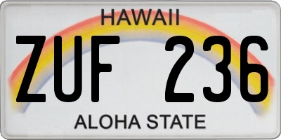 HI license plate ZUF236