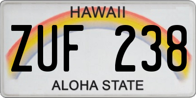 HI license plate ZUF238