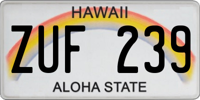 HI license plate ZUF239