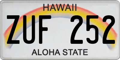 HI license plate ZUF252