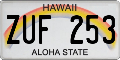 HI license plate ZUF253