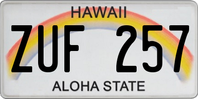 HI license plate ZUF257
