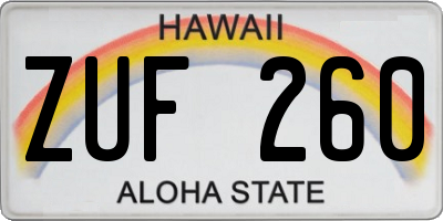 HI license plate ZUF260