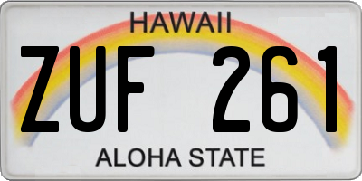 HI license plate ZUF261