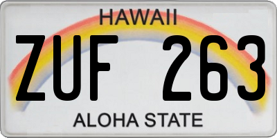 HI license plate ZUF263