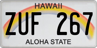 HI license plate ZUF267