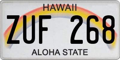 HI license plate ZUF268