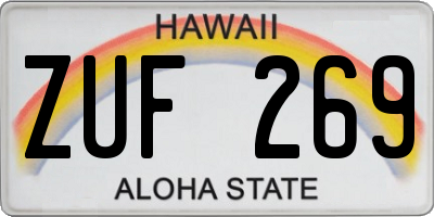 HI license plate ZUF269