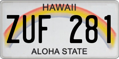 HI license plate ZUF281