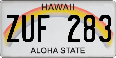 HI license plate ZUF283