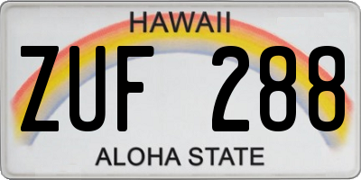 HI license plate ZUF288