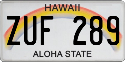 HI license plate ZUF289