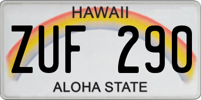 HI license plate ZUF290