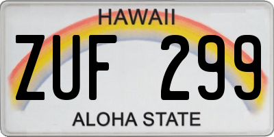 HI license plate ZUF299