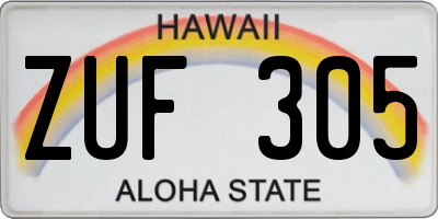 HI license plate ZUF305