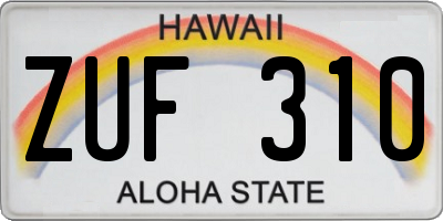 HI license plate ZUF310