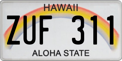 HI license plate ZUF311