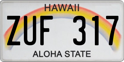 HI license plate ZUF317