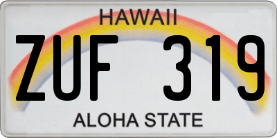 HI license plate ZUF319