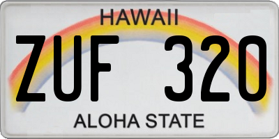 HI license plate ZUF320