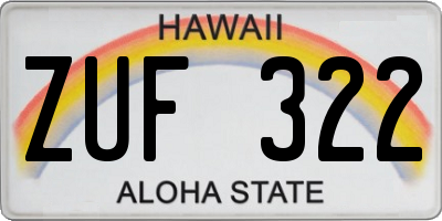 HI license plate ZUF322