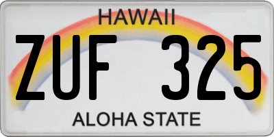 HI license plate ZUF325