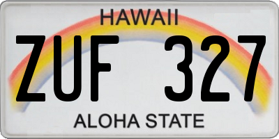 HI license plate ZUF327