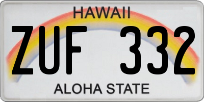 HI license plate ZUF332