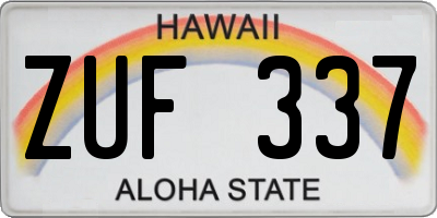 HI license plate ZUF337