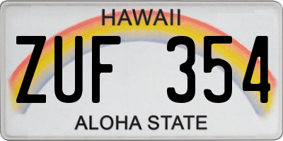 HI license plate ZUF354