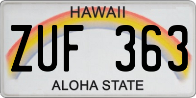 HI license plate ZUF363