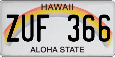 HI license plate ZUF366