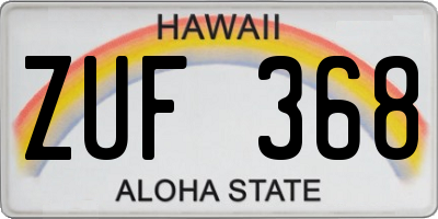 HI license plate ZUF368