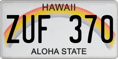 HI license plate ZUF370
