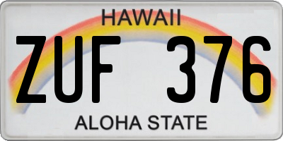 HI license plate ZUF376