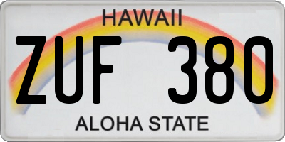 HI license plate ZUF380