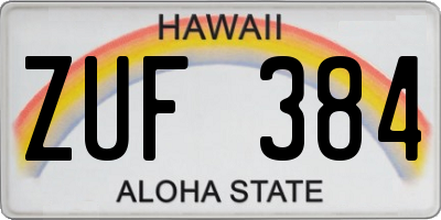 HI license plate ZUF384