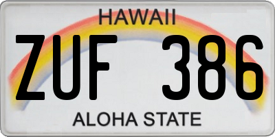 HI license plate ZUF386