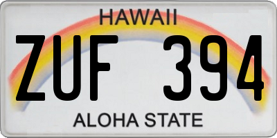 HI license plate ZUF394