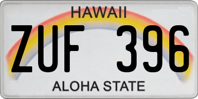 HI license plate ZUF396