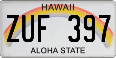HI license plate ZUF397