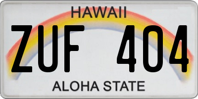 HI license plate ZUF404