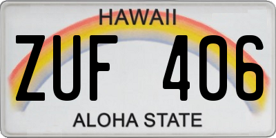 HI license plate ZUF406