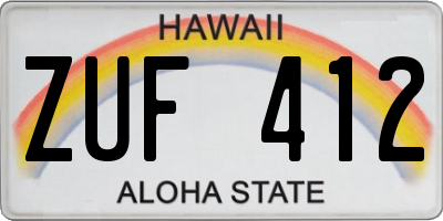 HI license plate ZUF412