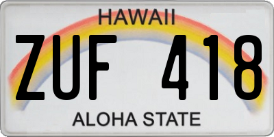 HI license plate ZUF418